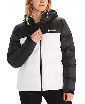 Marmot B5015 Womens White/Black Guides Down Hoody Jacket Size M • $190