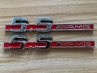 2× Red MERCEDES BENZ 5.5 AMG BADGE SIDE WING CL55 S55 ML55 SL55 SLK55 CLS55 C55 • $19.99