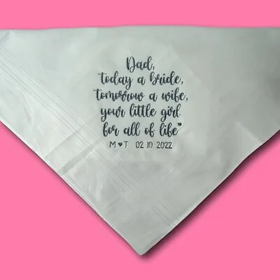 Personalised Wedding Gift Father Of The Bride Hanky | Today Bride Tomorrow Wife  • £10.99