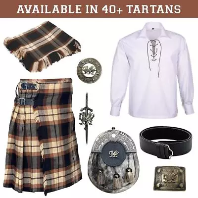 8 Pcs Kilt Set 5 Yard Highland Scottish Kilt Outfit/deal In 40+ Clan Tartans • $84.99