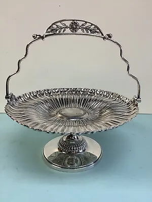 Antique Meriden Quadruple Silver Plate Bride's Basket Cake Stand Pedestal • $60