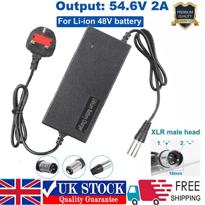 Electric Bike Battery Charger 2A Fast Charger 48V 54.6V Ebike Battery Charger UK • £12.96