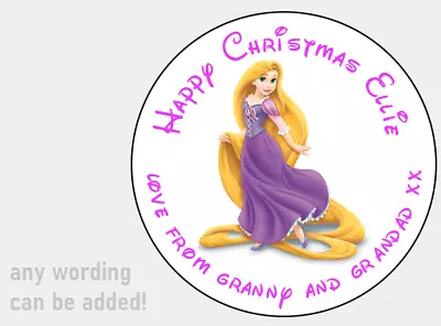 Personalised Stickers Labels Tags Circle Christmas Disney Princess Tangled • £9.49