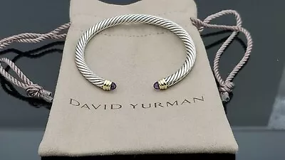 David Yurman 5mm Cable Classic Bracelet With Amethyst And 14K Gold Size Small • $220.95