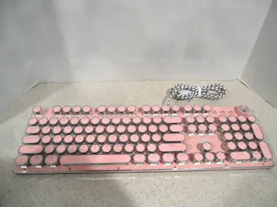 Retro Steampunk Typewriter-Style Gaming Keyboard Stylish Pink LED Backlit USB • $49.95