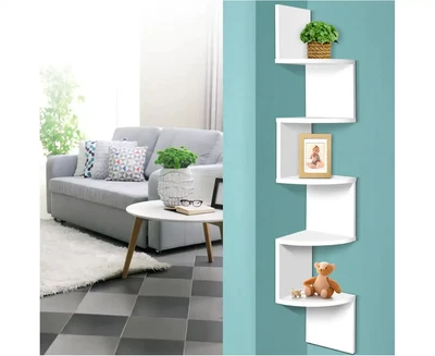 $32.49 • Buy 5 Tier Artiss Floating Wall Shelves Bookshelf Corner Shelf Mount Storage Rack