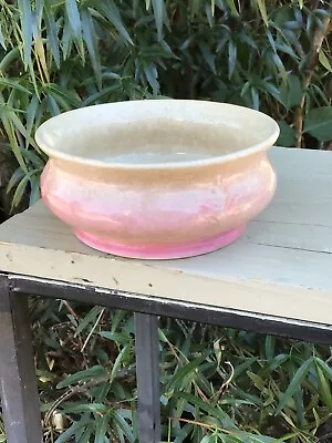 Vintage Pink  Round Shallow MCM Ceramic Planter 5” Speckle Glazed Succulent Pot • $15.75