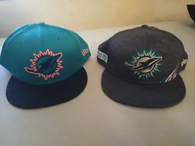 2 Very Large Miami Dolphins New Era 59fofficial Nfl Limited Edition Hat Caps!!! • $30