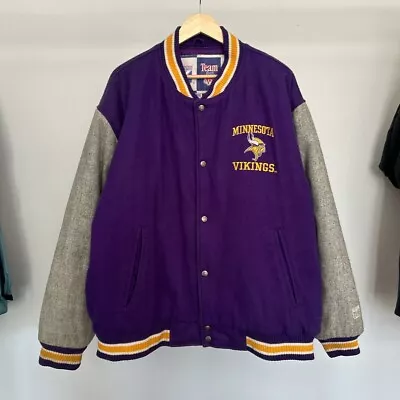 Minnesota Vikings Vintage 90s Logo 7 NFL Football Wool Varsity Letterman Jacket • $100