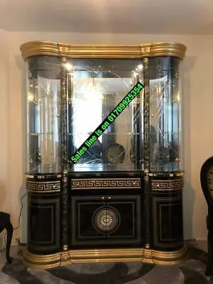 £1550 • Buy New Luxury Medusa Versace Design Italian Black/Gold 4 Door Display Cabinet