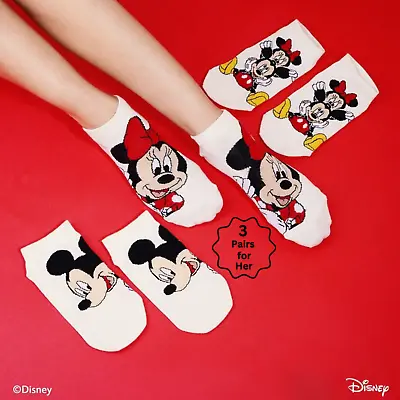 Disney Lowcut Socks Women 3 Pairs Socks Mickey Mouse Minnie Mouse Donald Daisy • $20.09