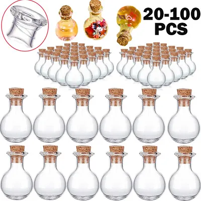 Small Mini Glass Bottles With Wooden Cork Tiny Wishing Vials Wholesale 20-100x • $8.97