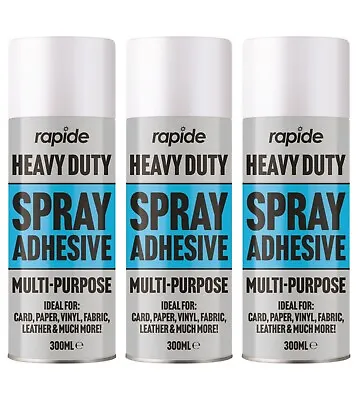 3x 300ml Heavy Duty Spray Adhesive Glue Vinyl Card Fabric Leather Upholstery DIY • £8.99