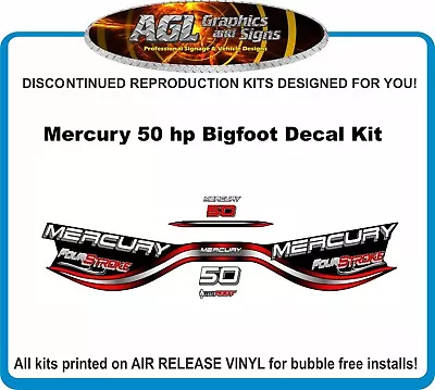 Mercury 50 Hp Bigfoot FourStroke Reproduction Decal Set Four Stroke Big Foot • $61.92