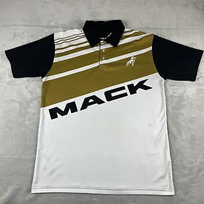 Licensed MACK Truck Short Sleeve Polo Black Gold Stretch Breathable Mens L READ • $9