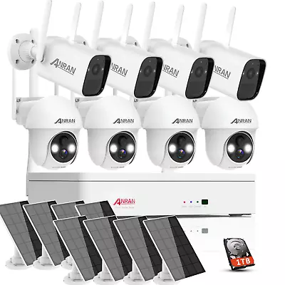 Solar Battery Security Camera System Wireless 2K Outdoor 2Way Audio 1TB 360° PTZ • $259.95