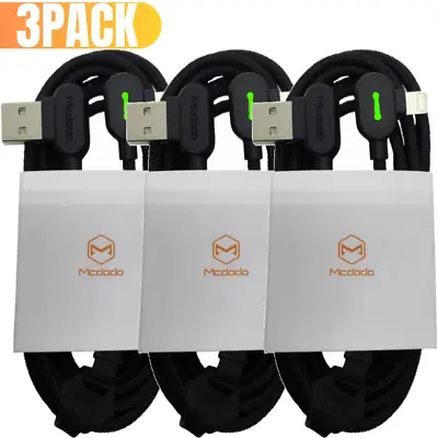 $17.59 • Buy 3Pack Mcdodo 90 Degree 3M USB Charger Cable Fast Charge For IPhone 11 XR 7 8 6