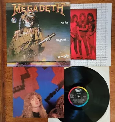 Megadeth So Far So Good So What 1988 RARE UK LP W/MINT POSTER VG+/VG+ W/INNER • $169.99