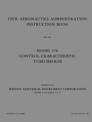 Weston 978 Tube Tester Instruction Manual • $15.99