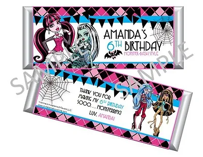 Monster High Candy Bar Wrappers - Party Favors - Set Of 12 • $12.95