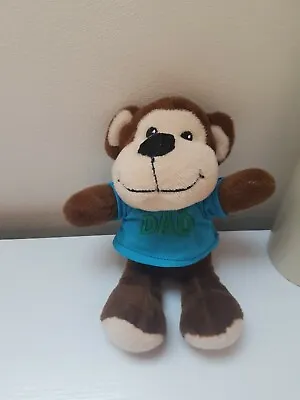 CUTE Cheeky Monkey Soft Plush Toy  DAD  Written On The Top Brown Approx  8  Tall • £6.99