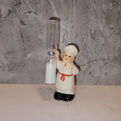 Vintage Porcelain Ceramic CHEF Kitchen Egg Timer Sand Hourglass 4  Cottage Core • $19.95