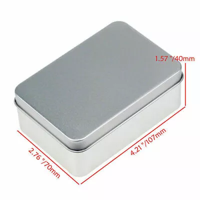 Tin Small Empty Metal Storage Box Silver Flip Case Jewelry Keys Coins Organizer • £5.89