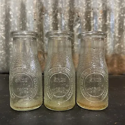 Set Of 3 X Vintage Dairy 1/2 Pint Glass Milk Bottles Heritage Company • $35.80
