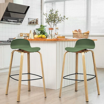 £59.49 • Buy 2 Pcs Counter Breakfast Dining Bar Chairs Kitchen Island High Stools W/ Footrest