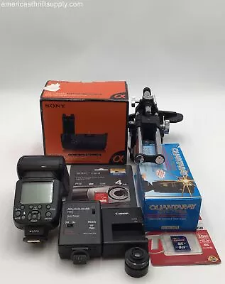 Sony SanDisk Canon Quantaray Grips Flash & More Camera Accessories Mixed Lot • $9.99