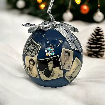 Vintage Elvis Presley 25th Anniversary Photo Collage Ball Christmas Ornament • $18