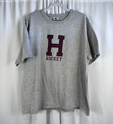 Vintage Harvard University Crimson Shirt Hockey Champion Game Day Gray XL • $23.99