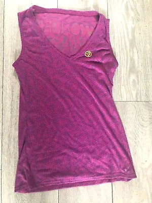 Zumba Purple Loose Fit T Shirt Vest Tank V Neck Top Ladies Lightweight Dance S/M • £5.99