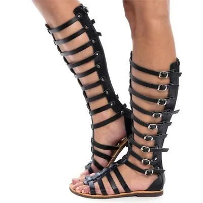 Buckle Straps Knee High Gladiator Sandals For Women New US 8 • $14.99