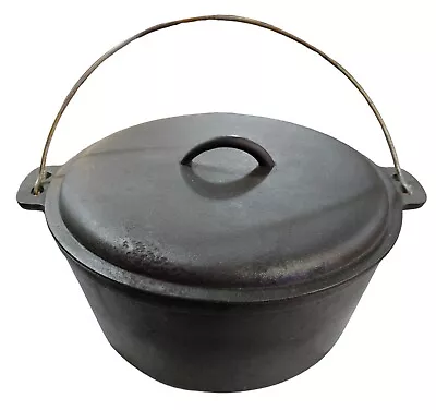 Vintage Cast Iron Dutch Oven Cooking Pot W/ Lid Handle Restored Large • $99.99