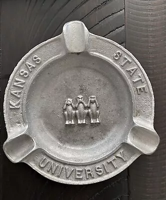 Vintage Kansas State University College Metal Ashtray • $14.99