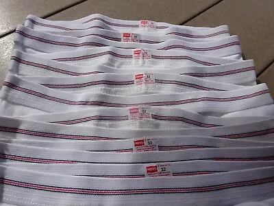 7 Hanes Briefs Men Sz 32 White Cotton Red Black Stripe Vtg USA 2 Label Variation • $76