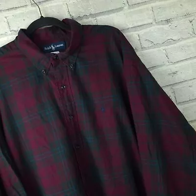 Mens Ralph Lauren Shirt Size 4XL XXXXL Multicolour Check Long Sleeve Logo • £29.99