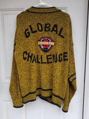 VTG 90s Bugle Boys Global Challenge Mens Cardigan Smoking Jacket Preppy Frat 2XL • $34.99