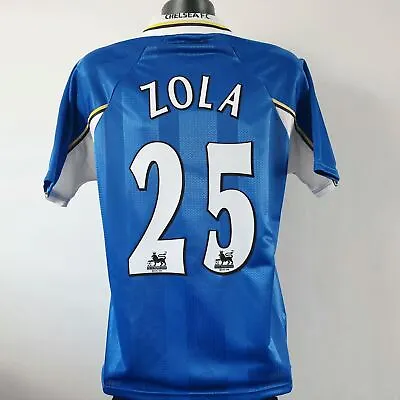 ZOLA 25 Chelsea Shirt - Medium - 1997/1999 - Autoglass Jersey Home  • £139.99