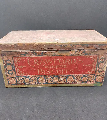 £5 • Buy Vintage William Crawford Biscuit Tin Sample, Crawfords Delightful Biscuits