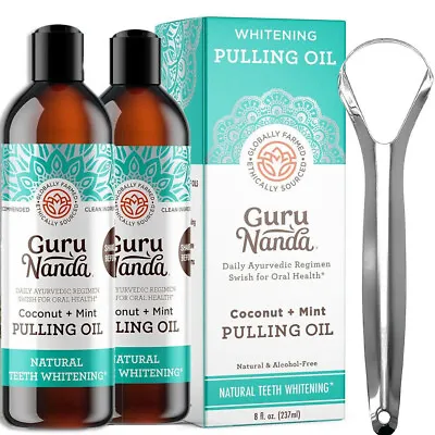 2PCS Gurunanda Oil Pulling With Coconut Oil And Peppermint Oil (8 Fl.Oz)237ml~ • $20.69