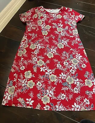 J Jill Women’s Dress Floral Red Size Medium Short Sleeve Pockets • $13.20