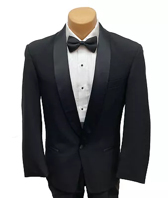 Men's Black Tuxedo Jacket With NFL Lining One Button With Satin Shawl Lapels 40R • $39.99