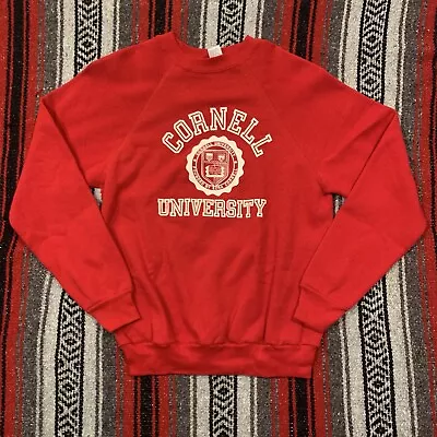 Vintage 70s 80s Cornell University Velva Sheen Red Sweatshirt Medium Rare Clean • $80