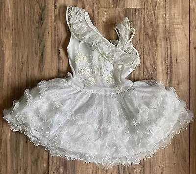 Vintage 80s Velda White First Communion Flower Girl Dress Butterflies Sequin 7 • $32.95