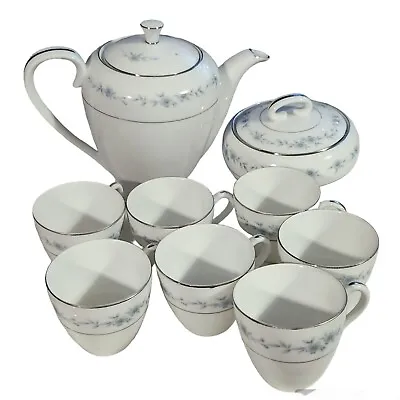 Mikasa Fine China Delphina 11 Piece Tea Set 1 Tea Pot W/Lid 1 Sugar Bowl  7 Cups • $54.90