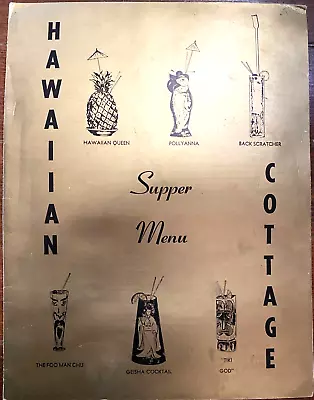 $29.99 • Buy 1964 HAWAIIAN COTTAGE Vintage Supper Menu POLYNESIAN - TIKI BAR Cherry Hill, NJ