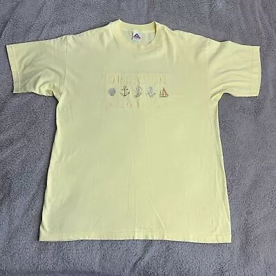 Vintage Orlando Florida Nautical Embroidered Short Sleeve T Shirt Yellow Size XL • £14.95