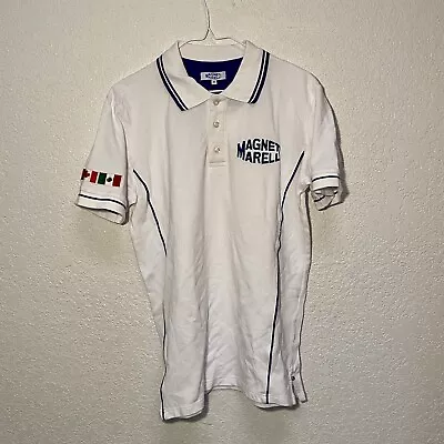 Vintage Ferrari Magneti Marelli 3 Button Polo Short Sleeve White Shirt Men’s M • $24.95